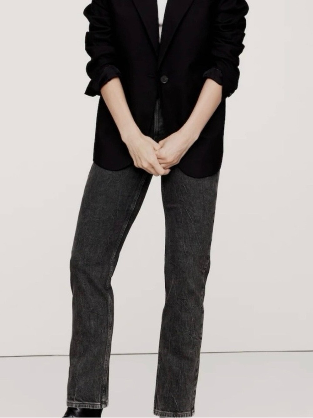 Banana Republic high-rise Straight-Leg Jeans - Black Gray 30 Petite